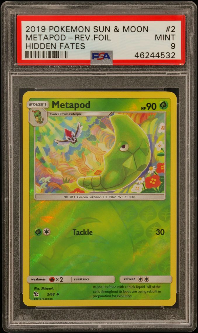 2019 #2 Metapod-Reverse Foil PSA 9 Sun & Moon Hidden Fates