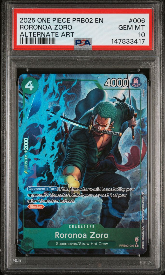 2025 #006 Roronoa Zoro PSA 10 One Piece PRB02-Premium Booster -One Piece Card the Best- Vol.2