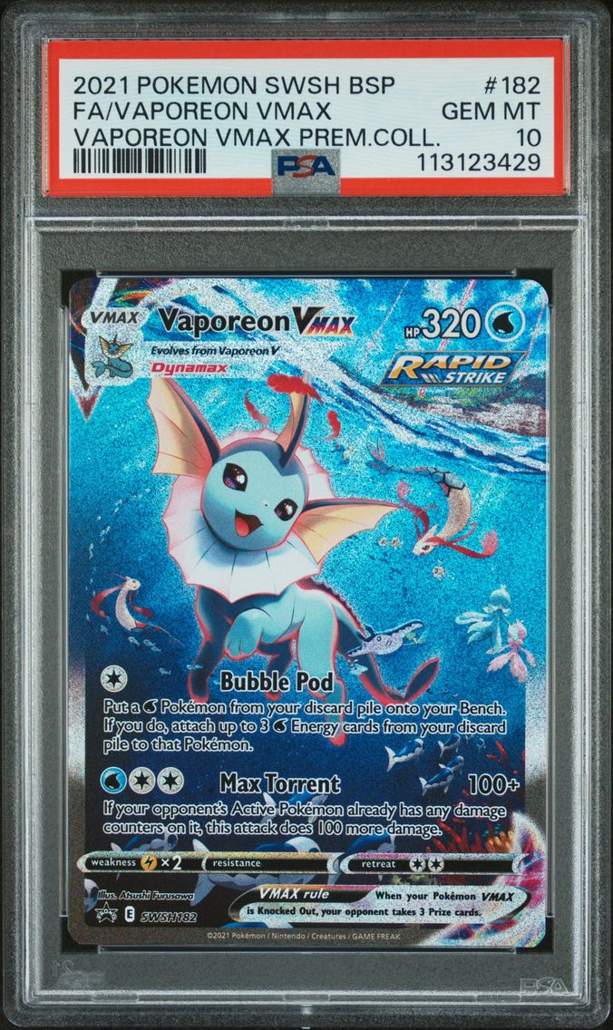 2021 #182 Full Art/Vaporeon Vmax PSA 10 Swsh Black Star Promo Pokemon