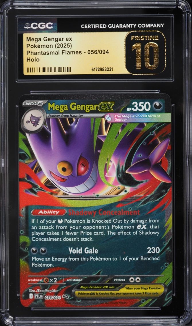 2025 Pokemon Mega Evolution Phantasmal Flames Holo Mega Gengar Ex #56 CGC 10 PRISTINE