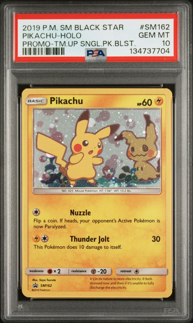 2019 #SM162 Pikachu-Holo PSA 10 SM Black Star Promo