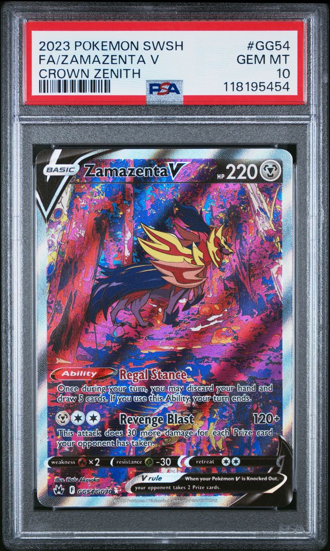 2023 #GG54 Full Art/Zamazenta V PSA 10 Sword and Shield Crown Zenith
