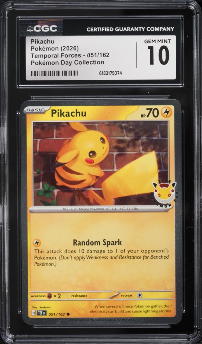 2026 #51 Pikachu CGC 10 Pokemon Scarlet & Violet Temporal Forces Day Collection