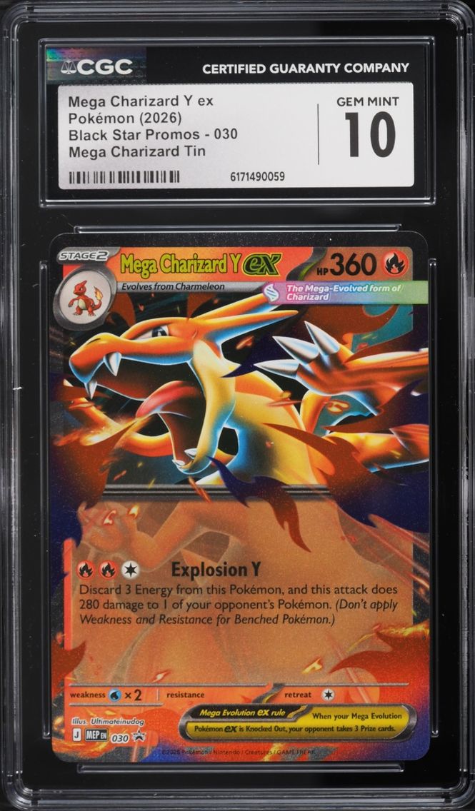 2026 Pokemon Mega Evolution Black Star Promo Tin Mega Charizard Y ex #30 CGC 10 GEM MINT
