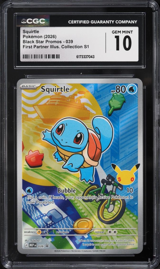 2026 #39 Squirtle CGC 10 Pokemon Mega Evolution Promo First Partner Illustration Full Art