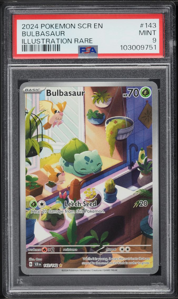 2024 #143 Bulbasaur PSA 9 Scr EN-Stellar Crown Pokemon