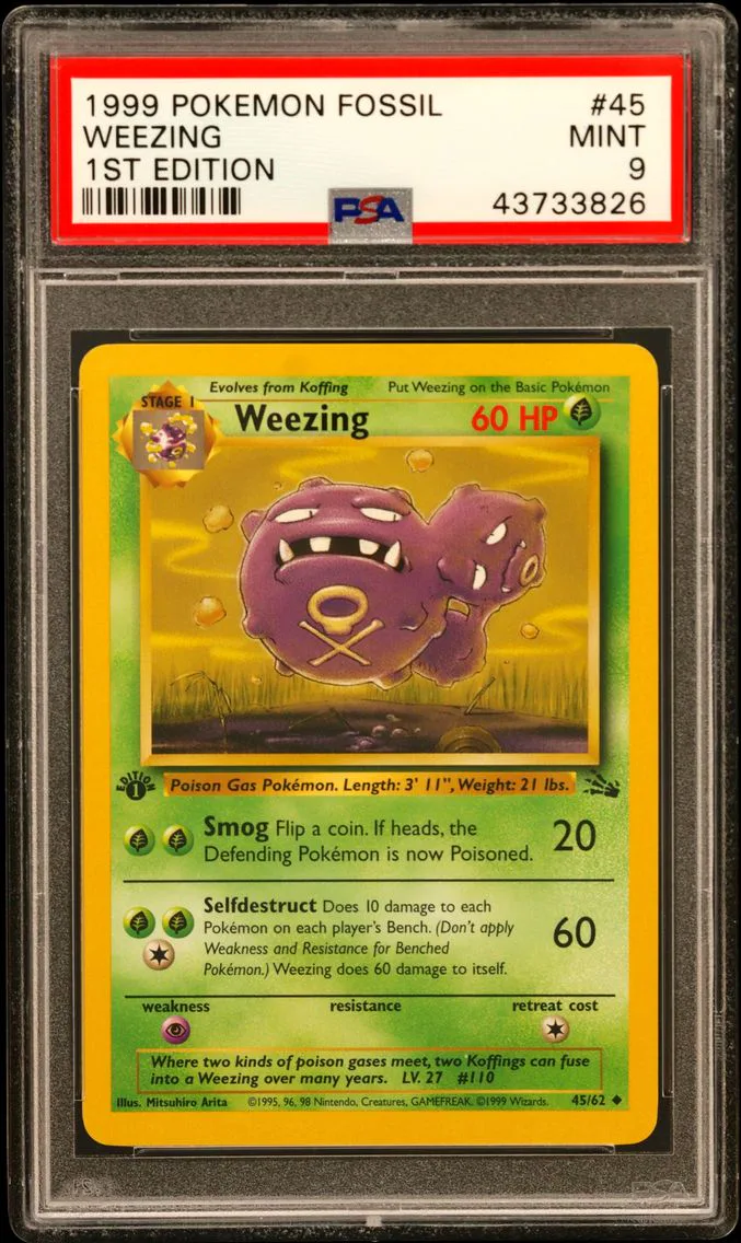 1999 #45 Weezing 1st Edition PSA 9 Fossil