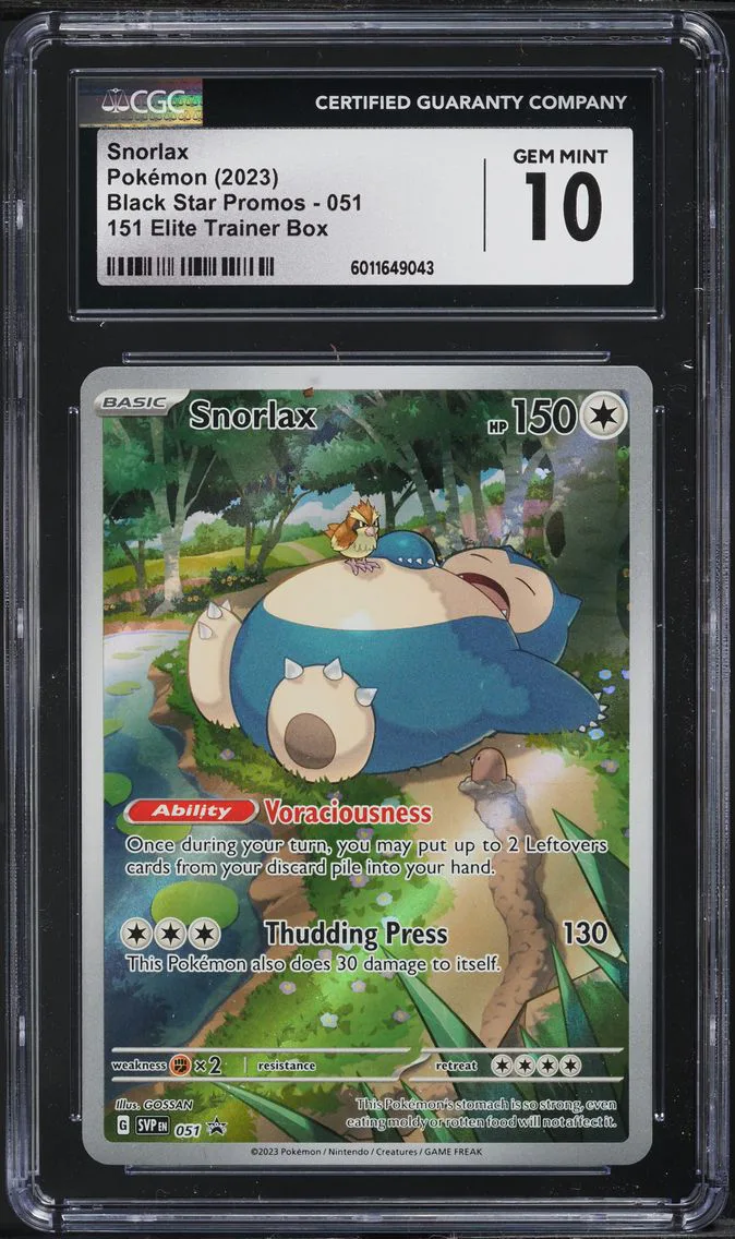 2023 #51 SV 151 BLACK STAR PROMO ETB SNORLAX CGC 10 POKEMON