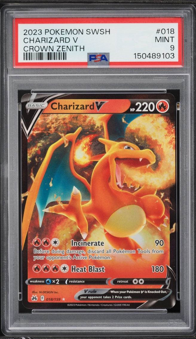 2023 Pokemon Sword & Shield Crown Zenith Holo Charizard V #18 PSA 9 MINT