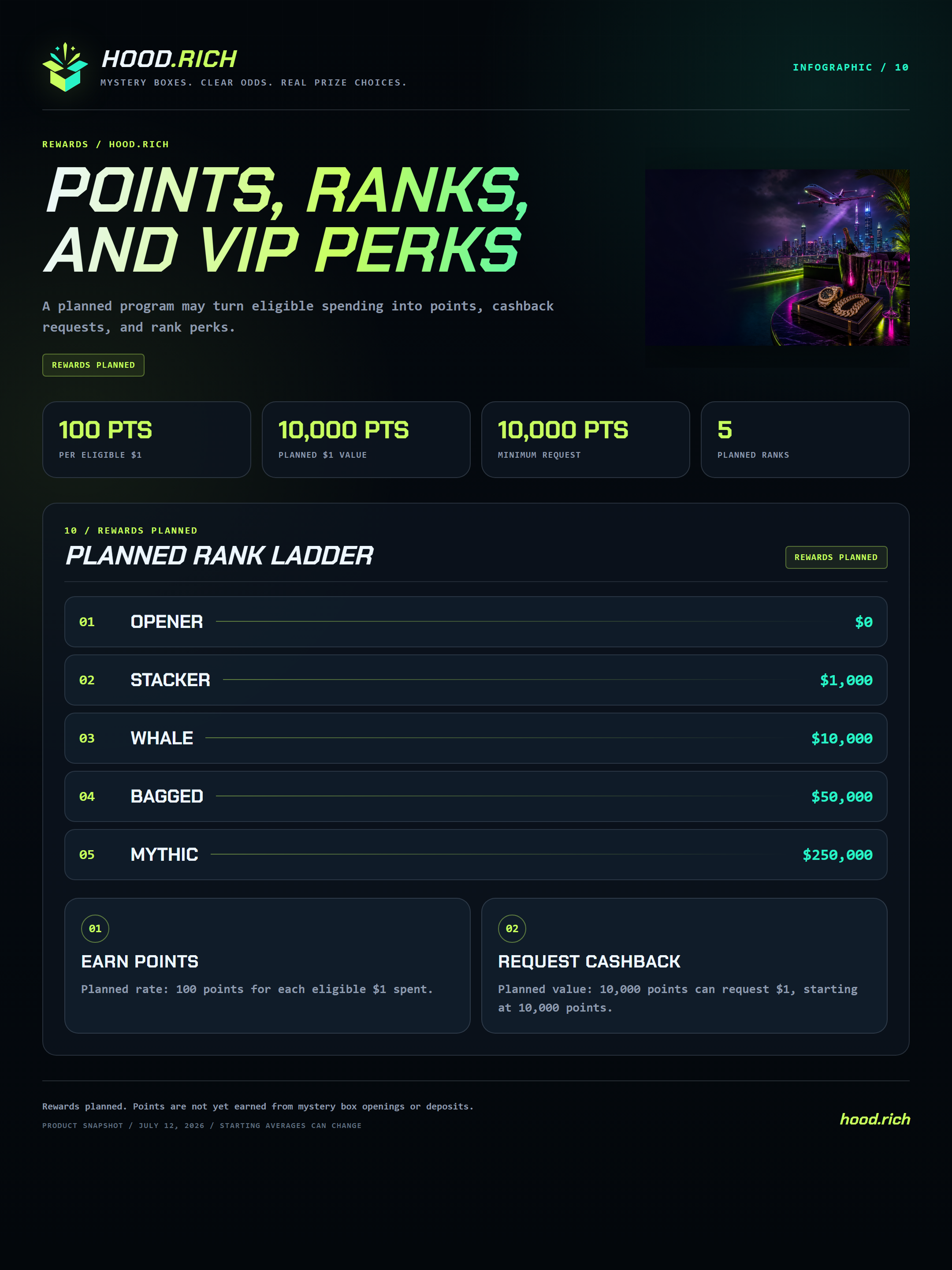 Points, Ranks, and VIP Perks infographic